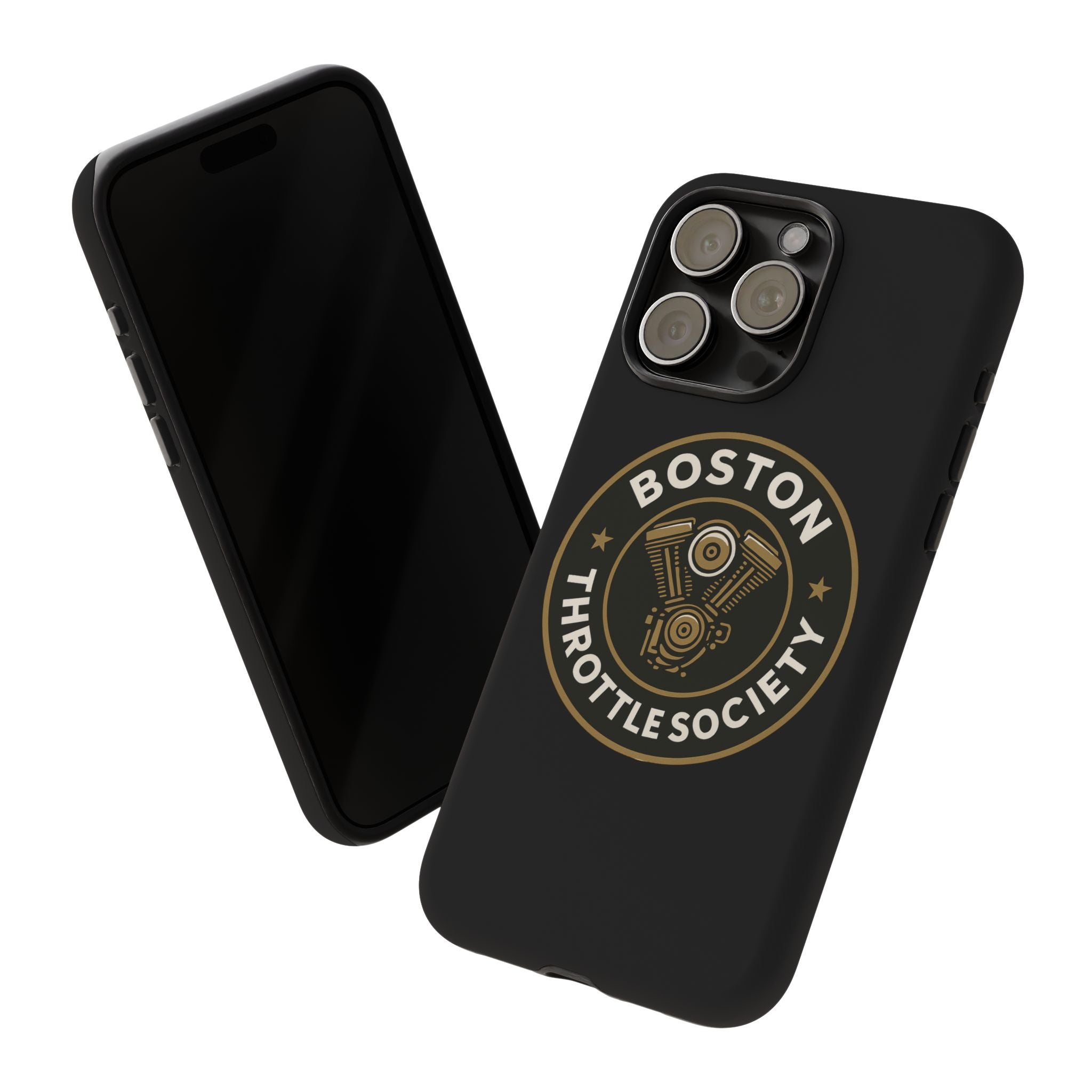 Boston Throttle Society phone case | motorcycle engine emblem