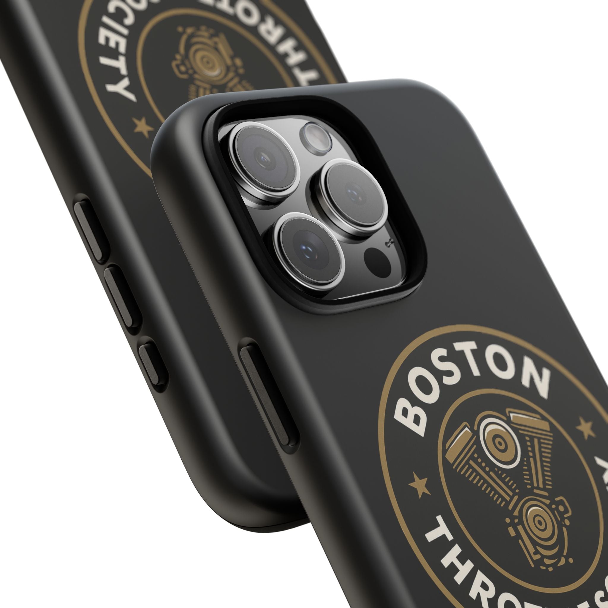Boston Throttle Society phone case | motorcycle engine emblem