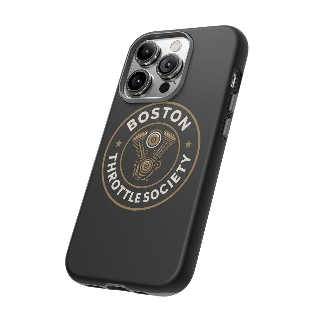 Boston Throttle Society phone case | motorcycle engine emblem