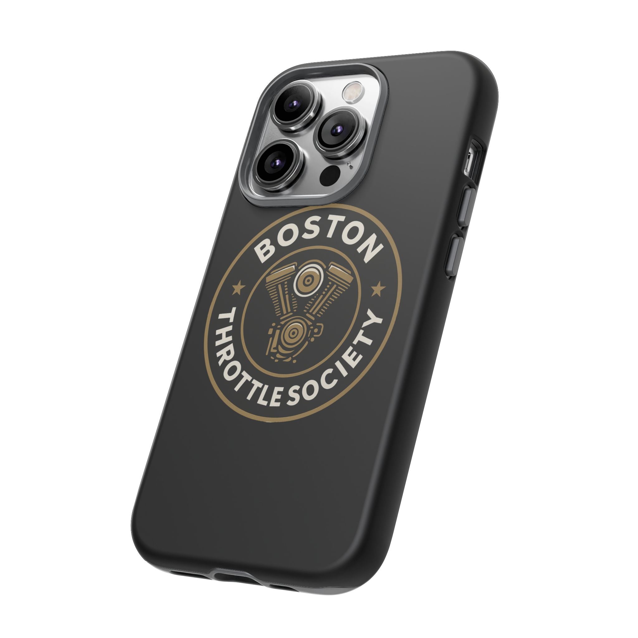 Boston Throttle Society phone case | motorcycle engine emblem