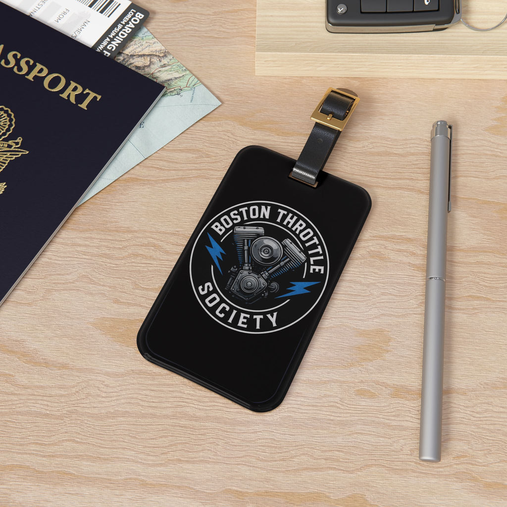 Boston Throttle Society Luggage Tag | Motorcycle Engine Logo