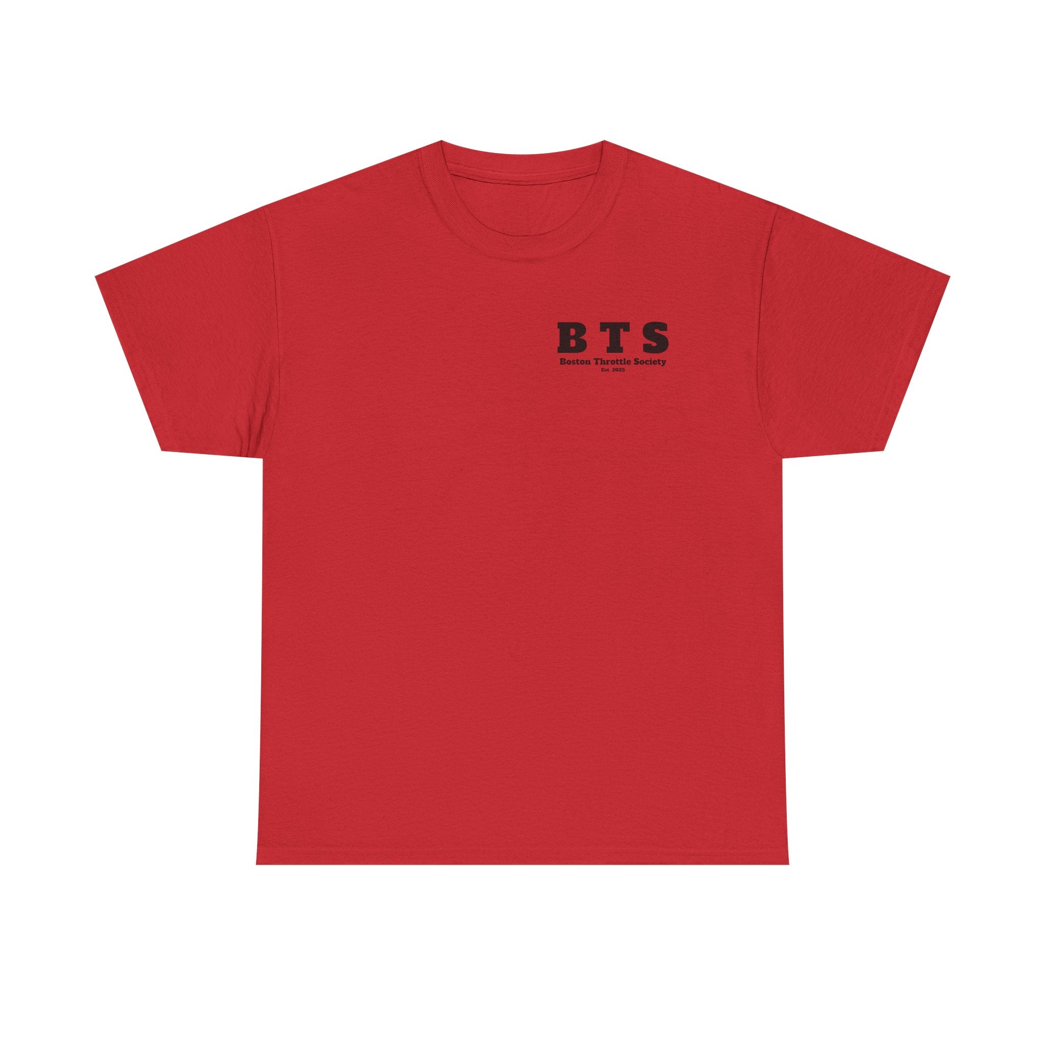 T-Shirt — 'BTS' Boston Throttle Society Tee with 'I Just Wanna Crank My Hawg' Retro Graphic