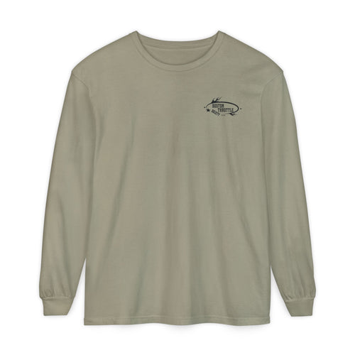 Boston Throttle Society Long Sleeve Tee — Retro Motorcycle Club Graphic