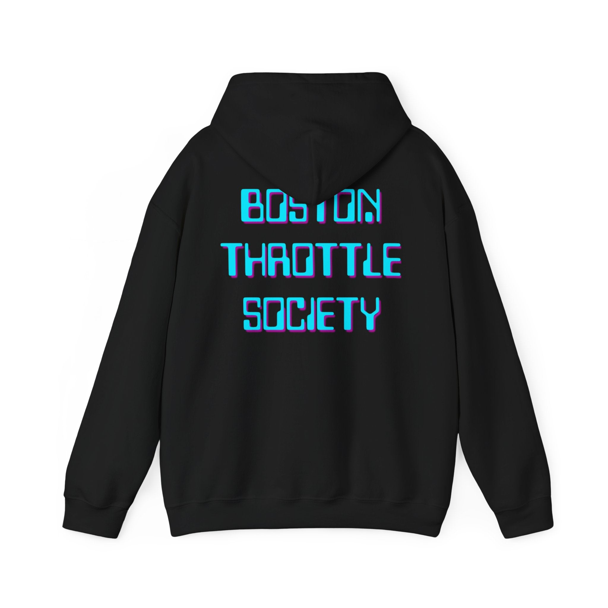 Boston Throttle Society Hoodie — Retro Neon Motorcycle Club Sweatshirt