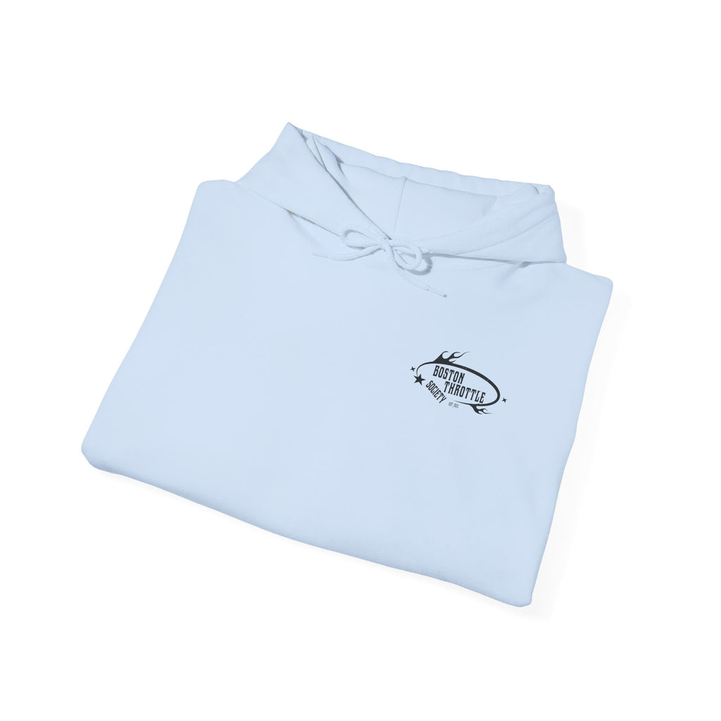 Boston Throttle Society Hoodie — Vintage Motorcycle Club Pullover