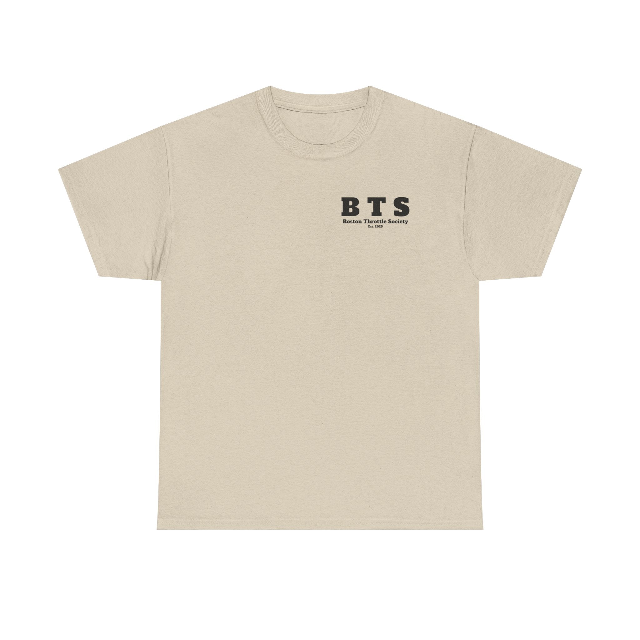 T-Shirt — 'BTS' Boston Throttle Society Tee with 'I Just Wanna Crank My Hawg' Retro Graphic