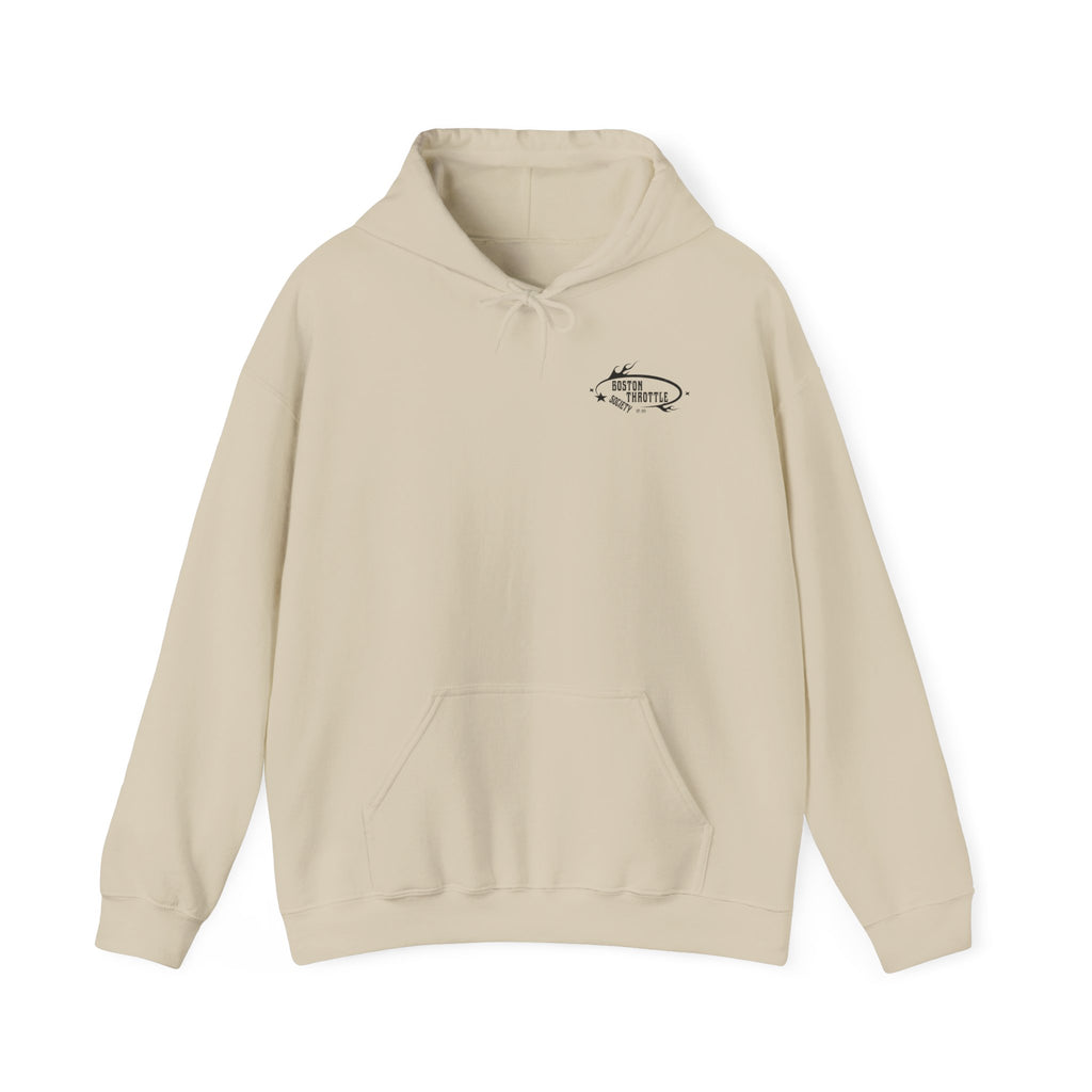 Boston Throttle Society Hoodie — Vintage Motorcycle Club Pullover