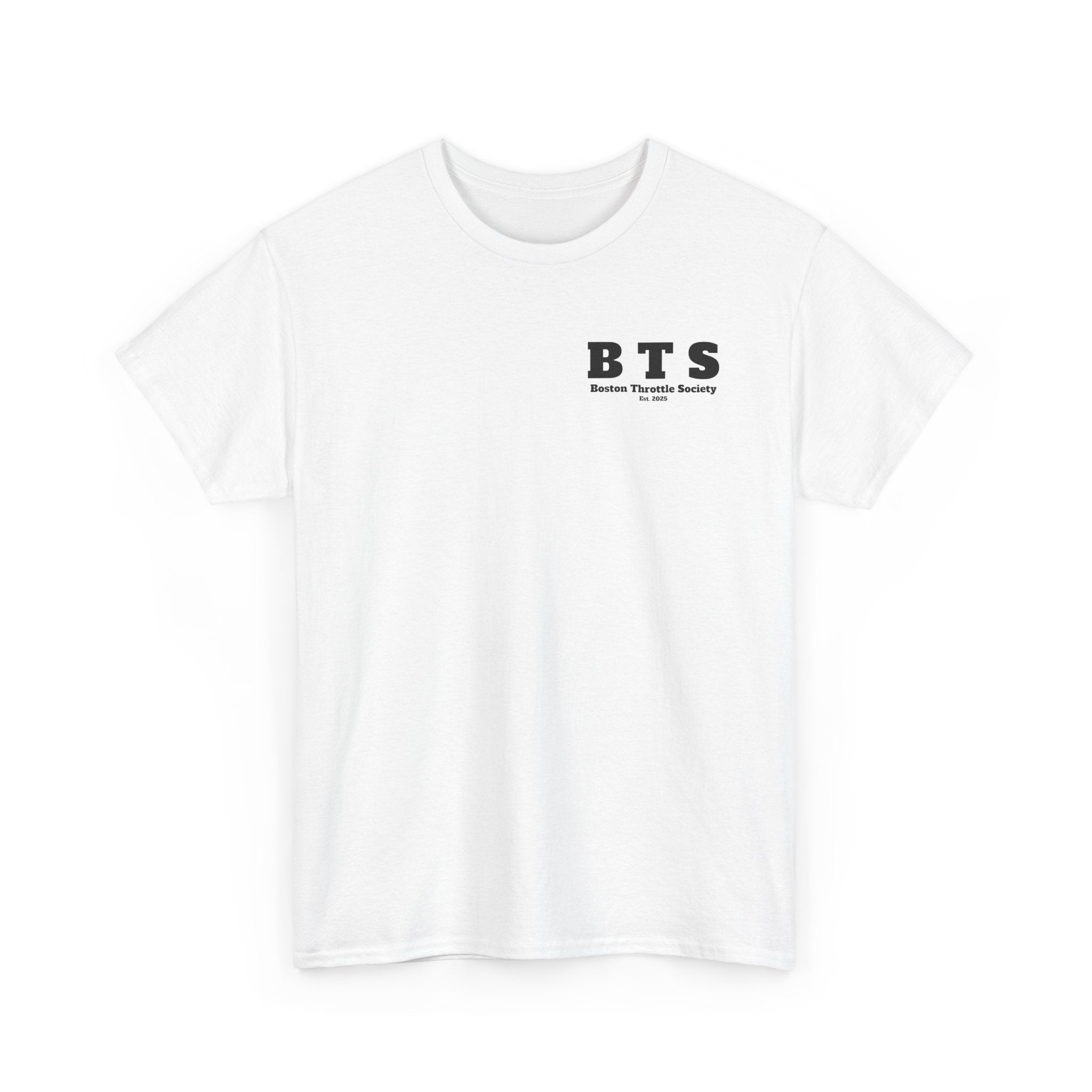 T-Shirt — 'BTS' Boston Throttle Society Tee with 'I Just Wanna Crank My Hawg' Retro Graphic