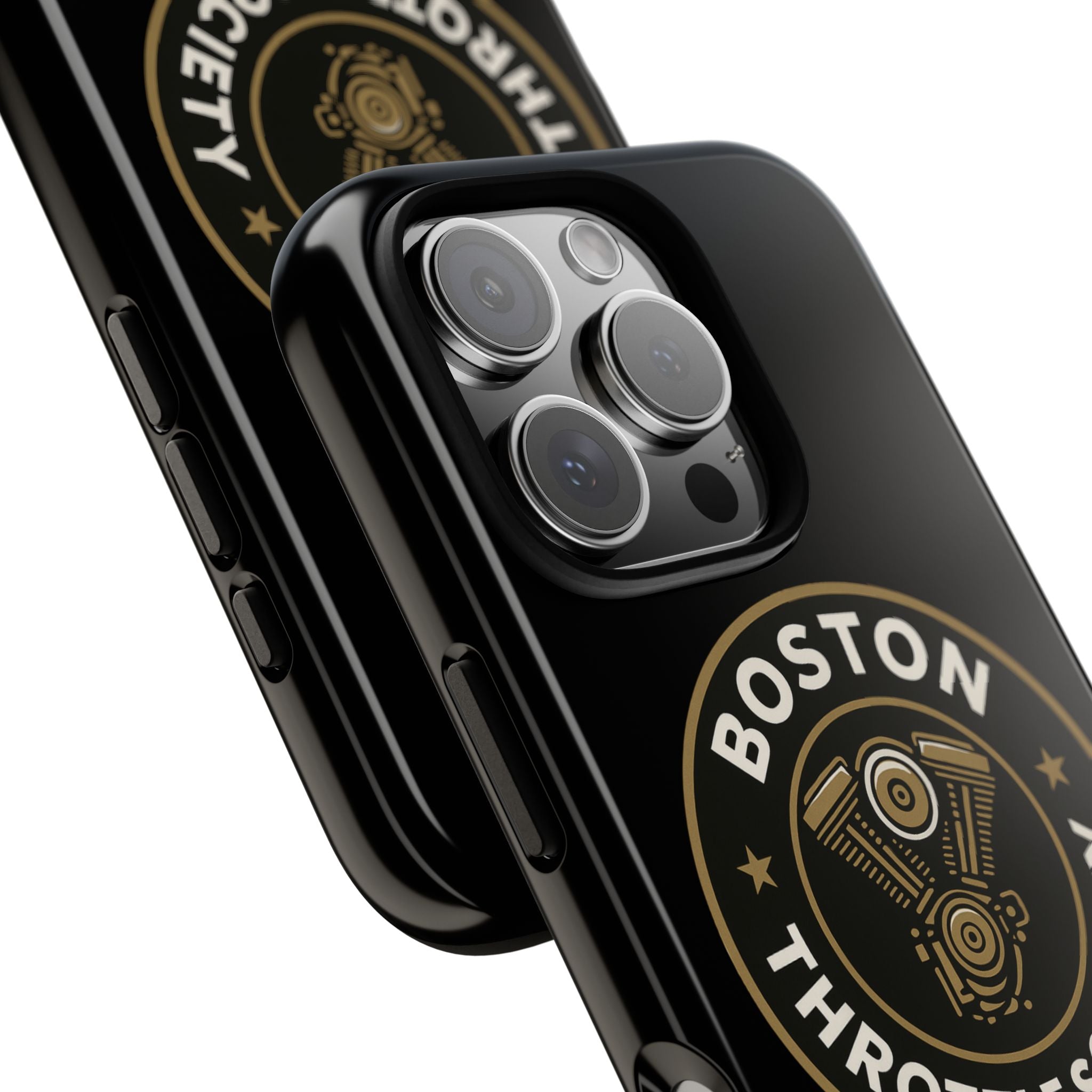 Boston Throttle Society phone case | motorcycle engine emblem