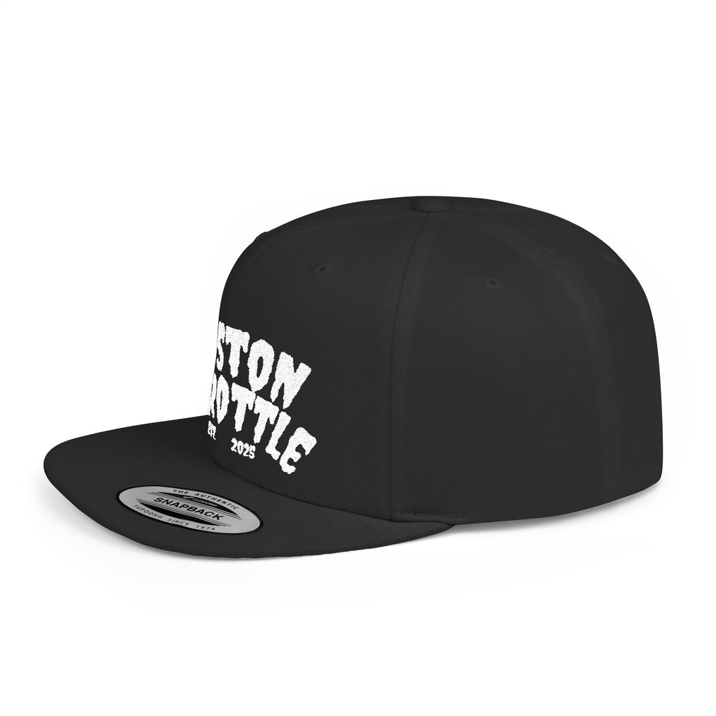 Boston Throttle Flat Bill Snapback Hat — Vintage Motorcycle Racing Cap