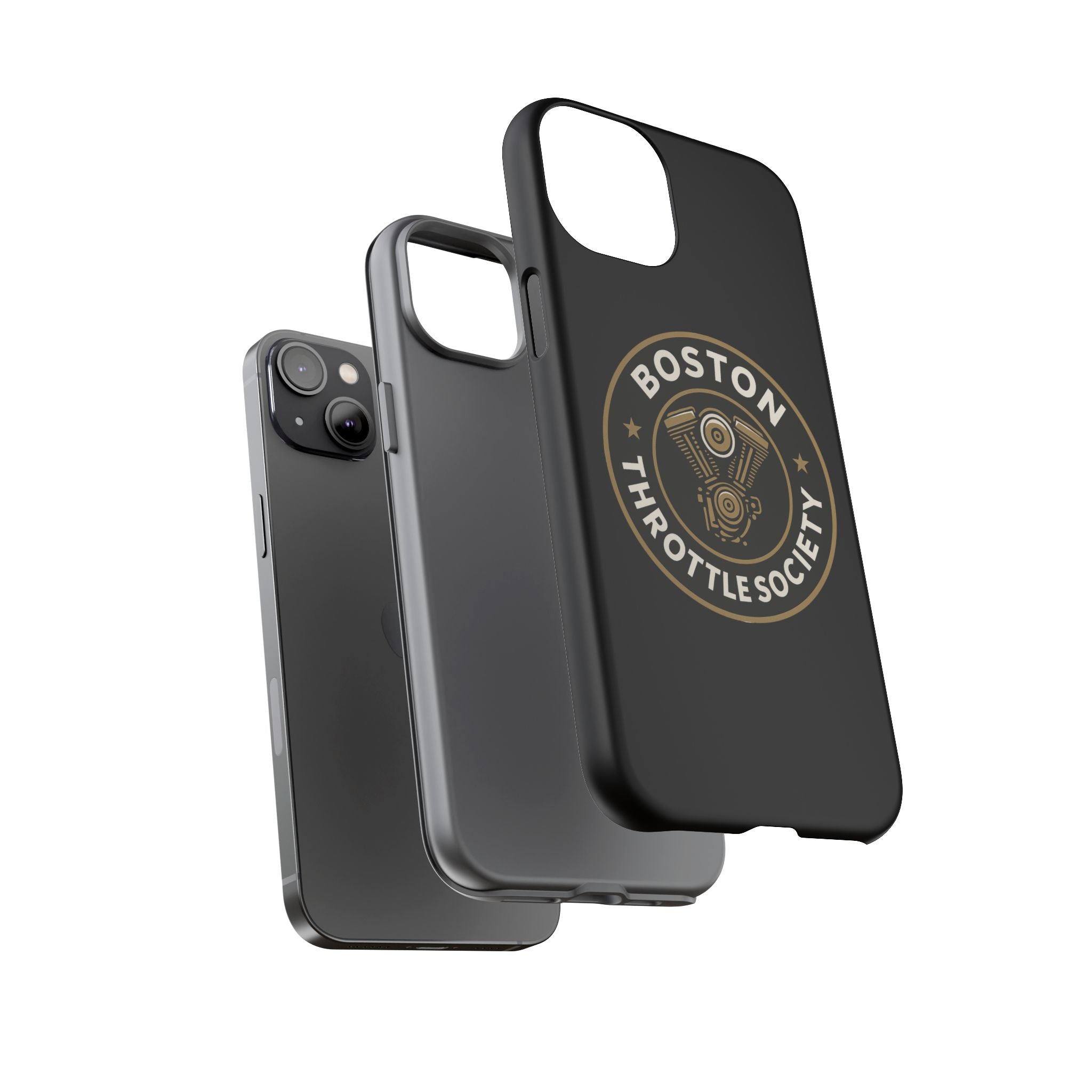Boston Throttle Society phone case | motorcycle engine emblem