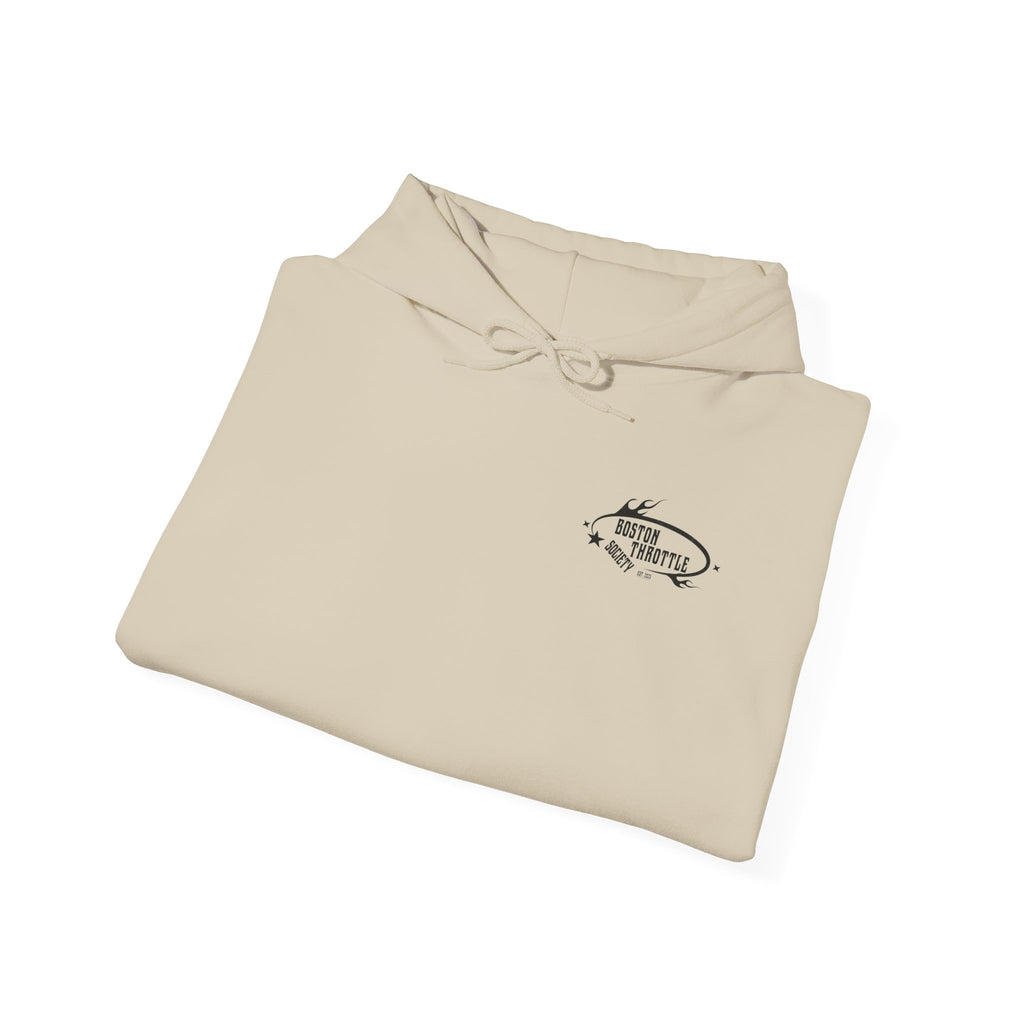 Boston Throttle Society Hoodie — Vintage Motorcycle Club Pullover