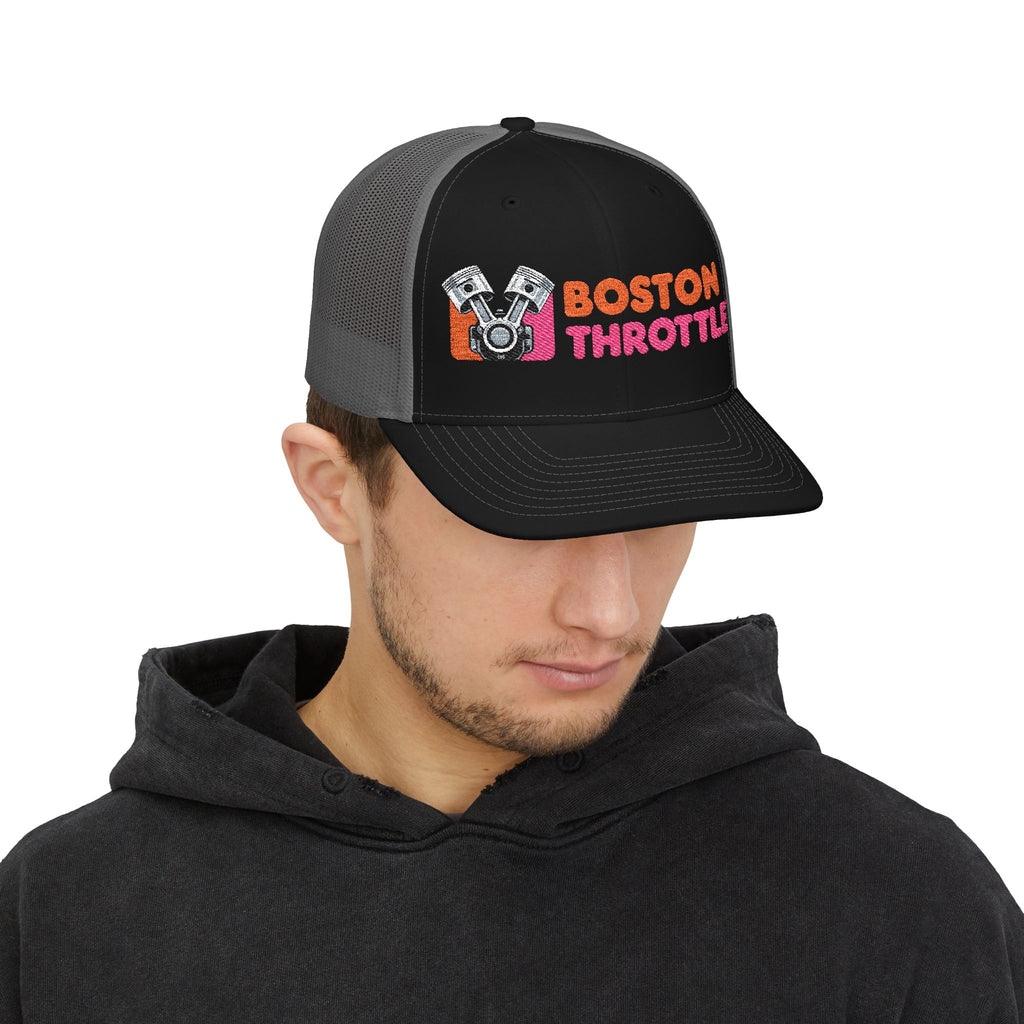 Boston Throttle Embroidered Trucker Hat