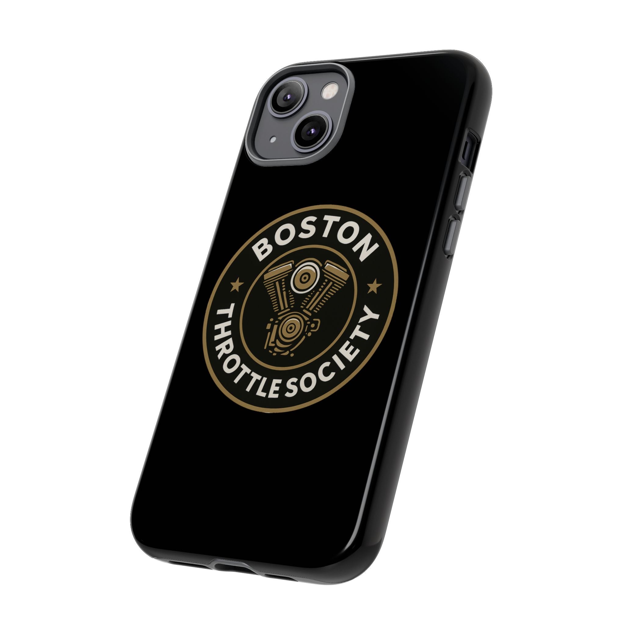 Boston Throttle Society phone case | motorcycle engine emblem