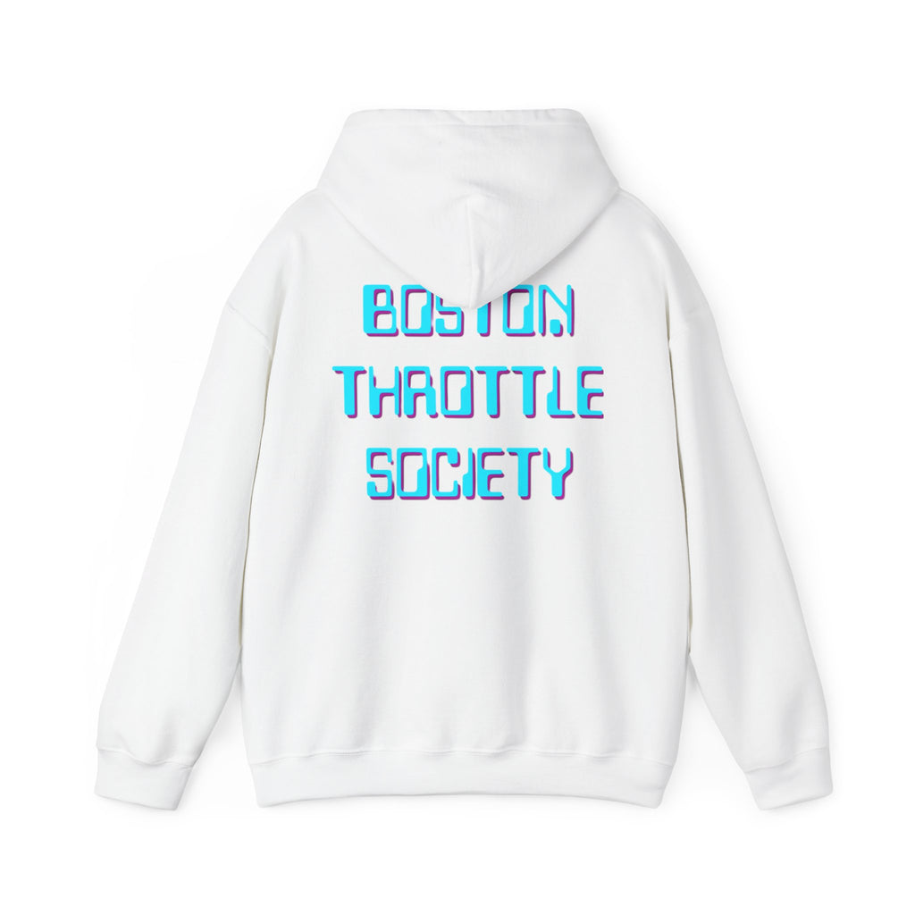 Boston Throttle Society Hoodie — Retro Neon Motorcycle Club Sweatshirt