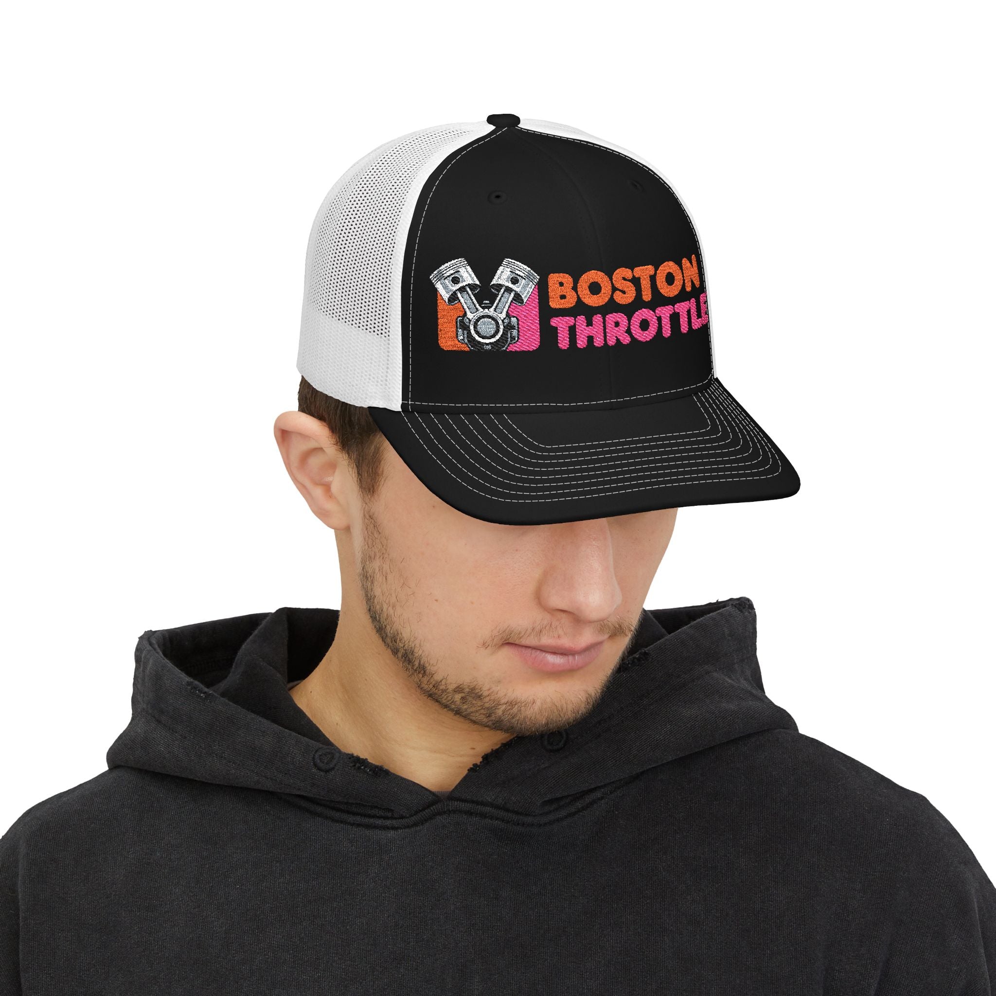 Boston Throttle Embroidered Trucker Hat