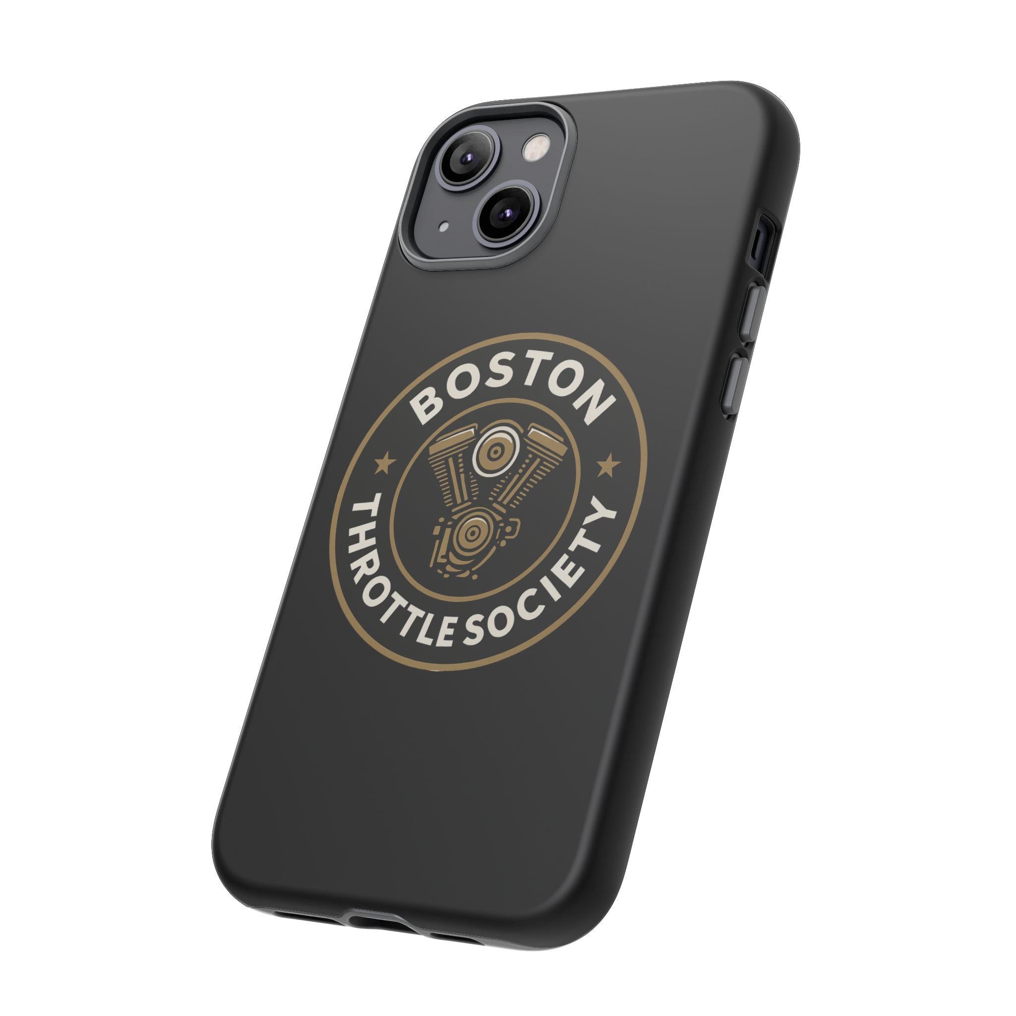 Boston Throttle Society phone case | motorcycle engine emblem