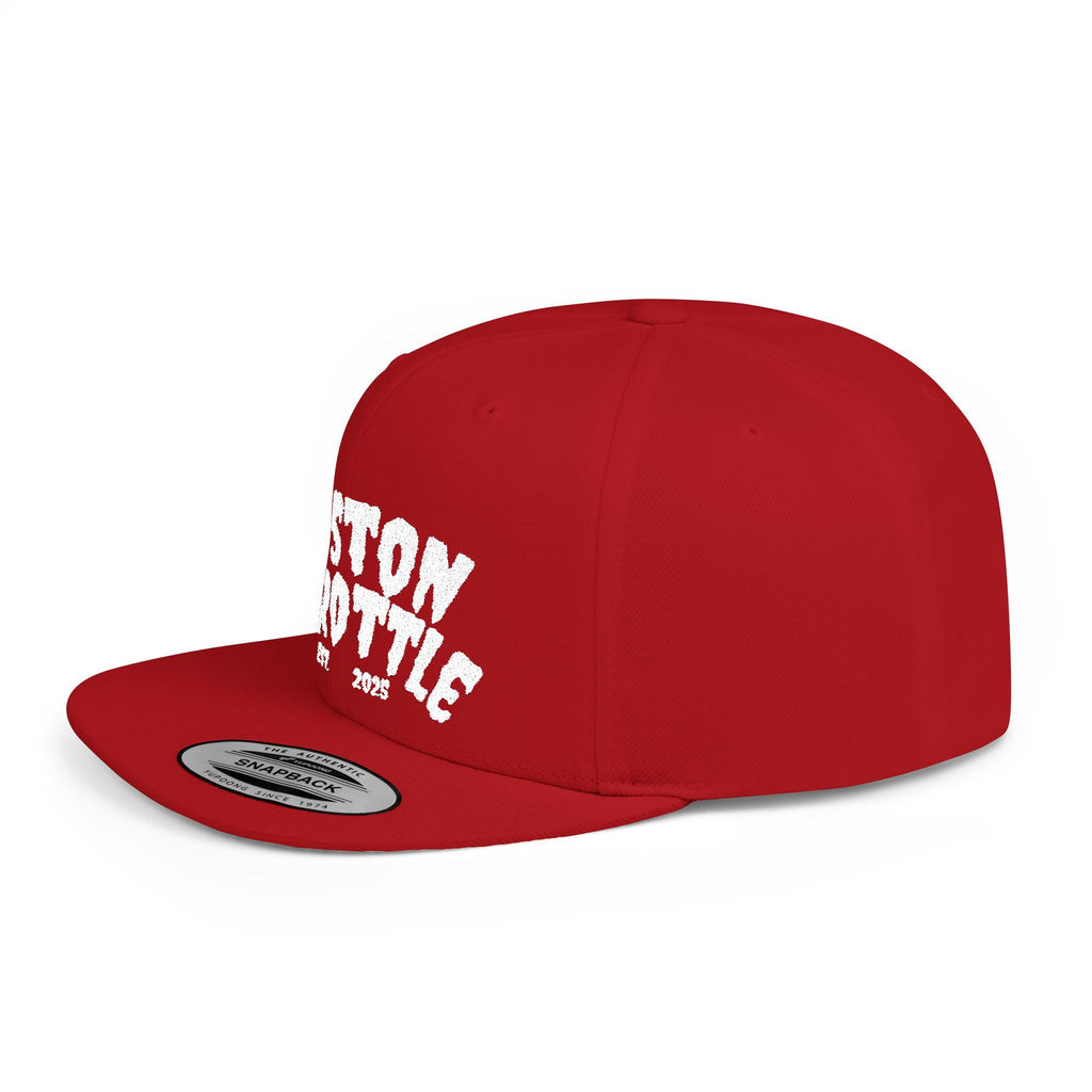Boston Throttle Flat Bill Snapback Hat — Vintage Motorcycle Racing Cap