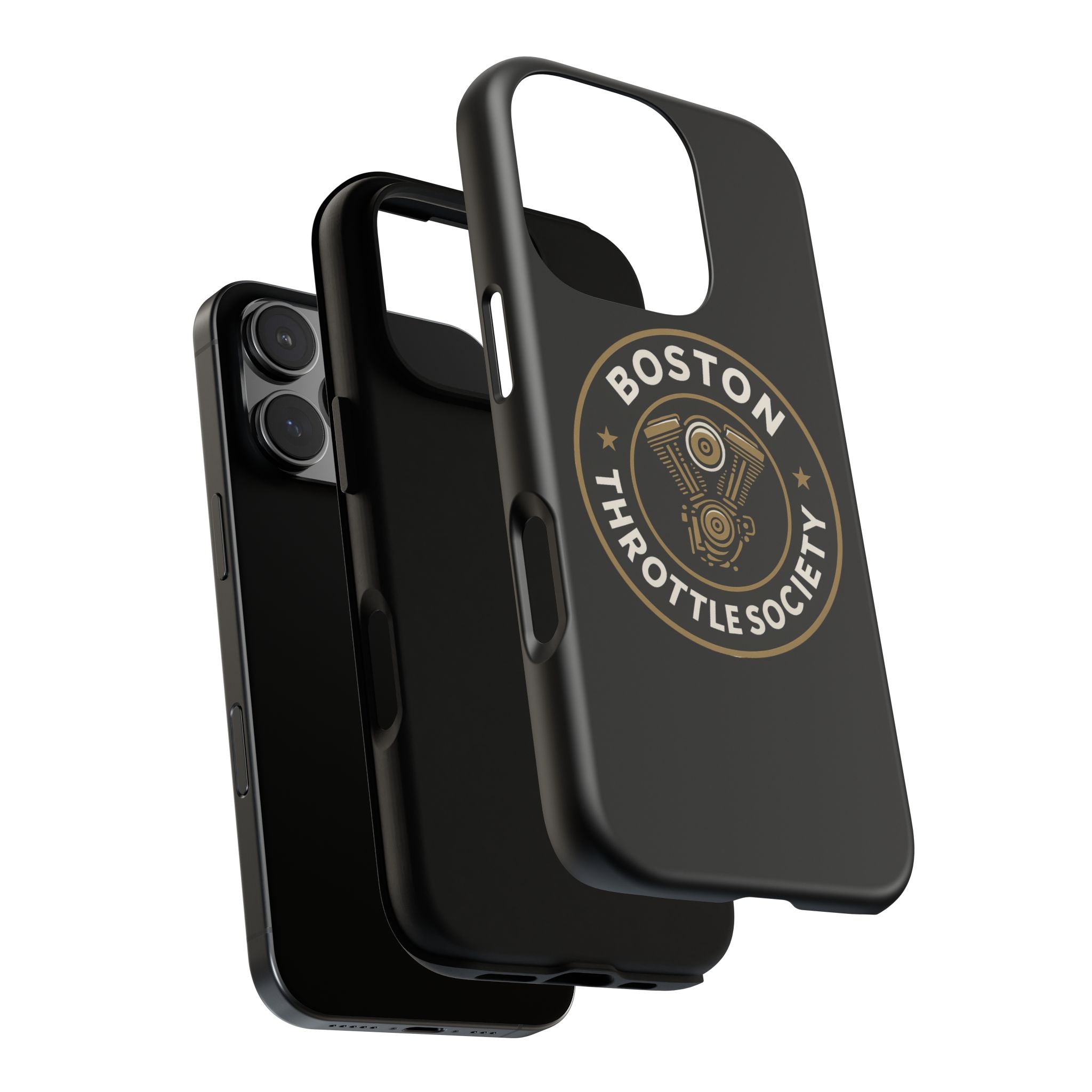 Boston Throttle Society phone case | motorcycle engine emblem