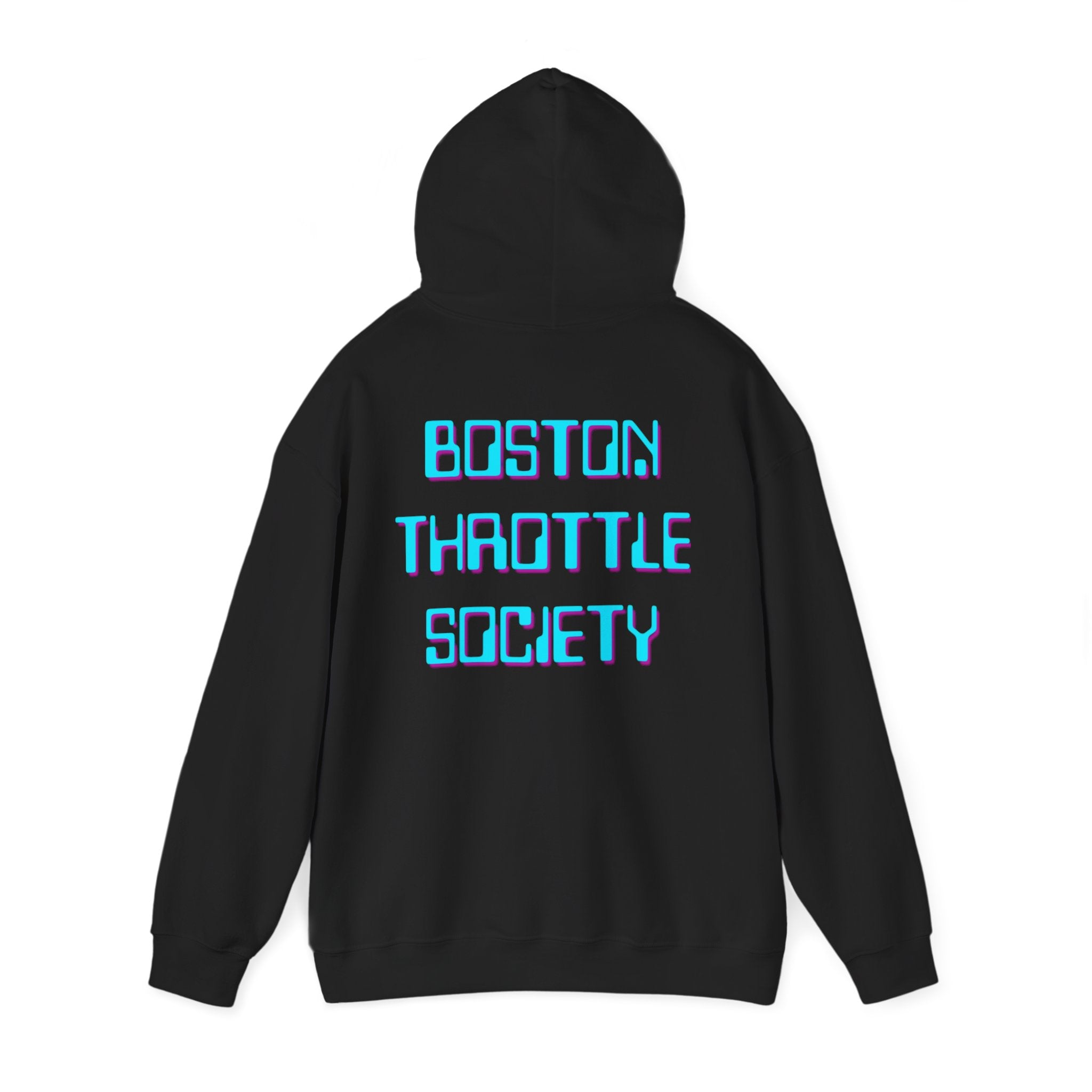 Boston Throttle Society Hoodie — Retro Neon Motorcycle Club Sweatshirt
