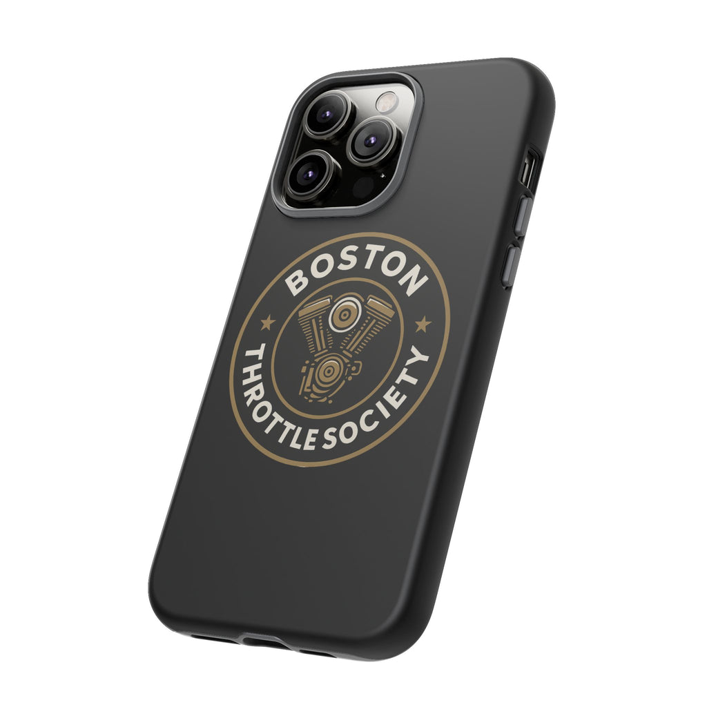 Boston Throttle Society phone case | motorcycle engine emblem