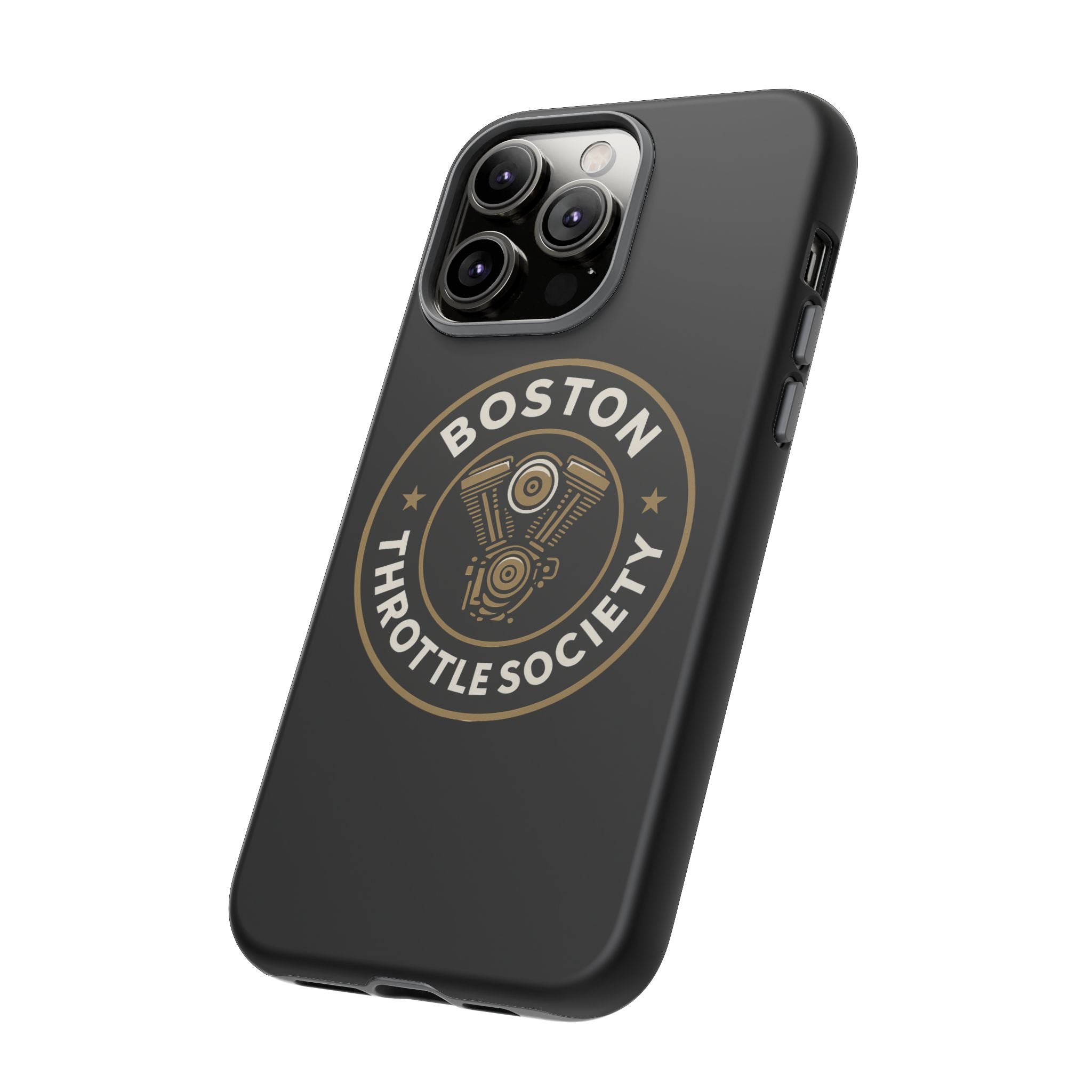 Boston Throttle Society phone case | motorcycle engine emblem