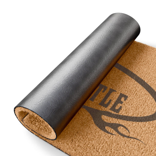 Boston Throttle Society Doormat — Rustic Motorcycle Welcome Mat