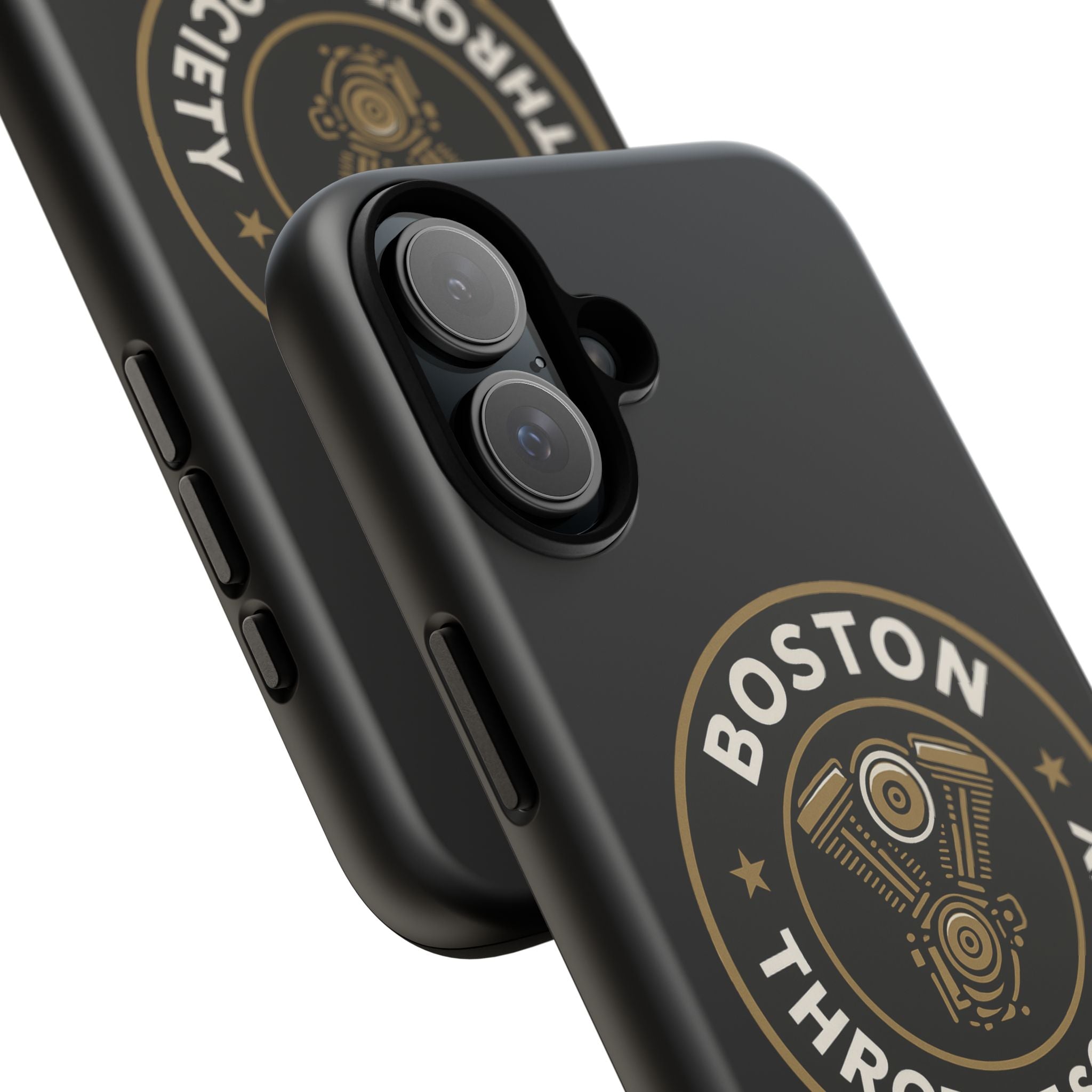 Boston Throttle Society phone case | motorcycle engine emblem