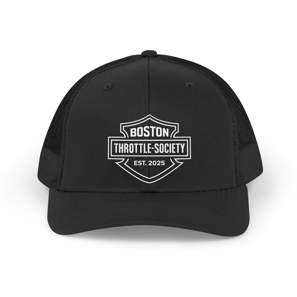 Boston Throttle Society Trucker Hat — Retro Mesh Cap (Est. 2025)