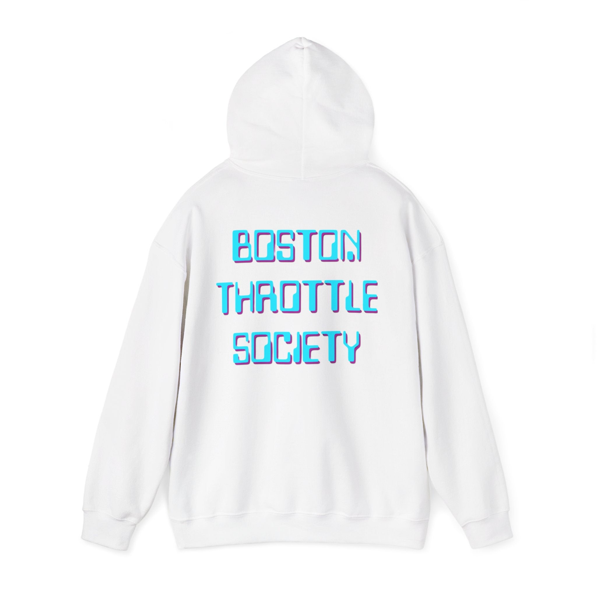 Boston Throttle Society Hoodie — Retro Neon Motorcycle Club Sweatshirt