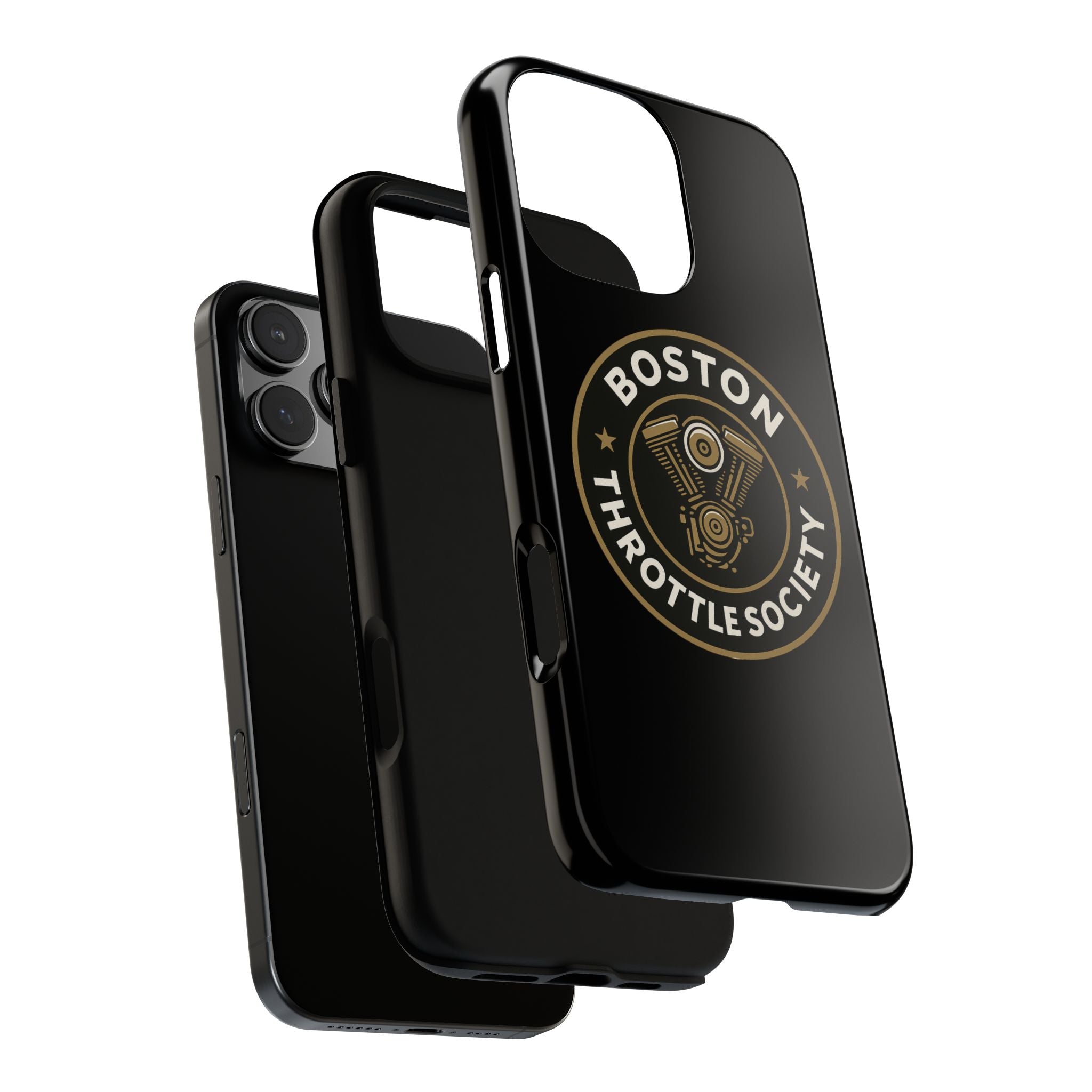 Boston Throttle Society phone case | motorcycle engine emblem