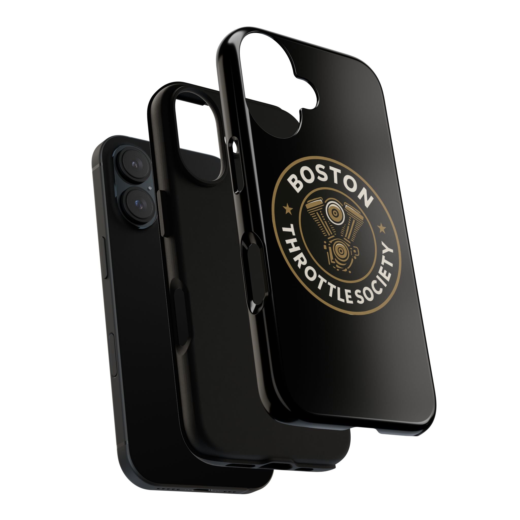 Boston Throttle Society phone case | motorcycle engine emblem