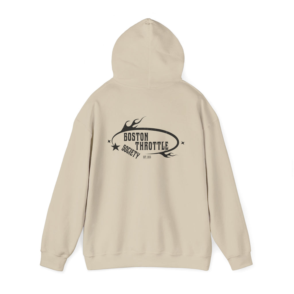 Boston Throttle Society Hoodie — Vintage Motorcycle Club Pullover