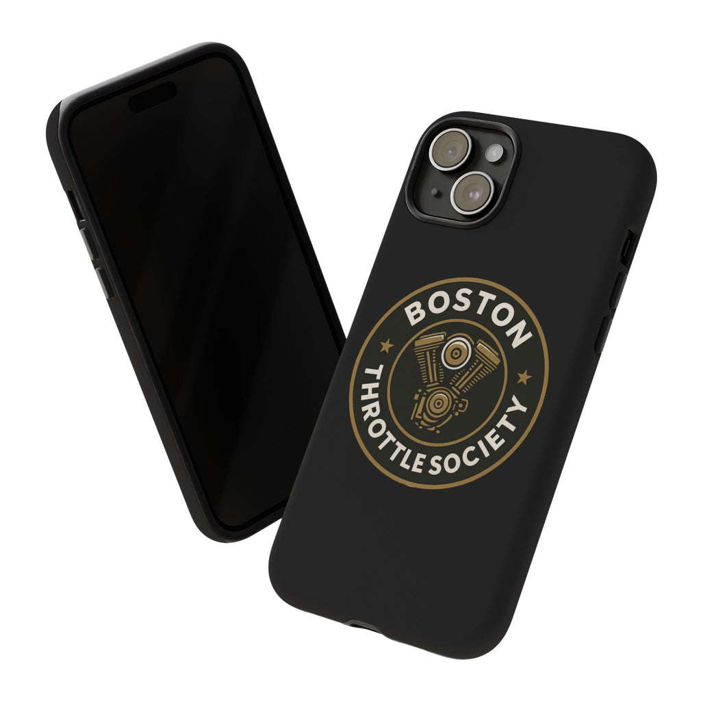Boston Throttle Society phone case | motorcycle engine emblem