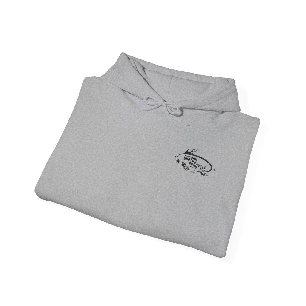Boston Throttle Society Hoodie — Vintage Motorcycle Club Pullover