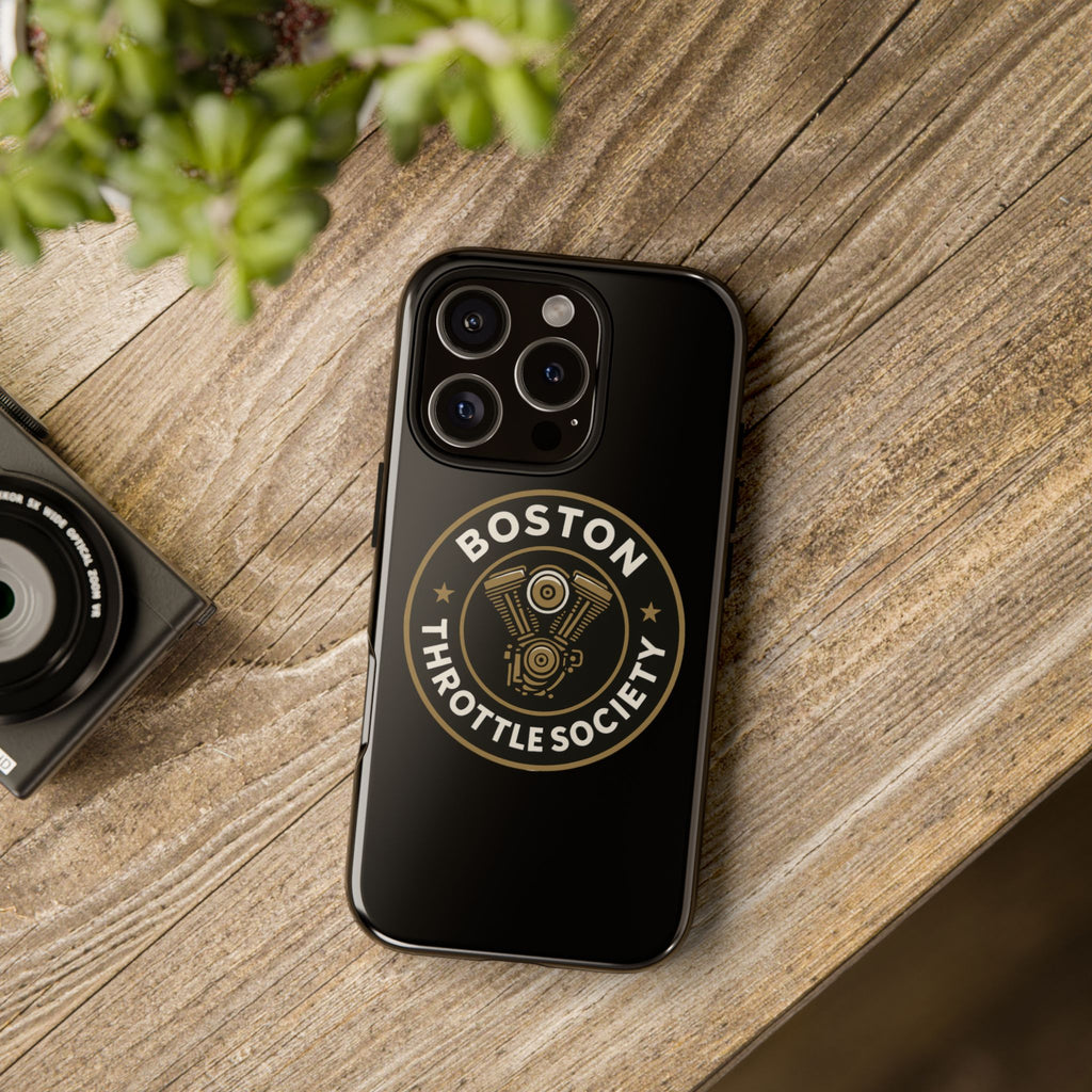 Boston Throttle Society phone case | motorcycle engine emblem