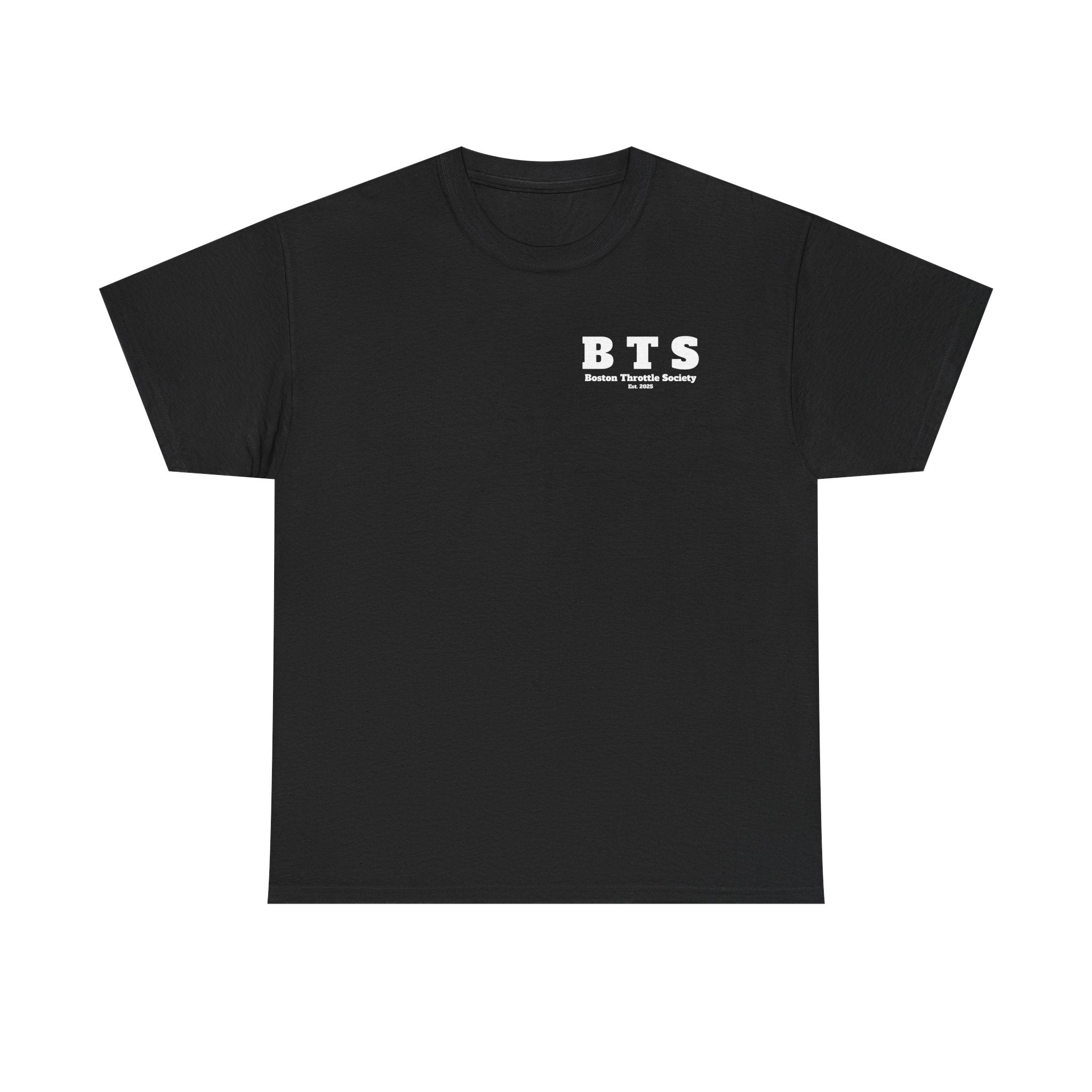 T-Shirt — 'BTS' Boston Throttle Society Tee with 'I Just Wanna Crank My Hawg' Retro Graphic