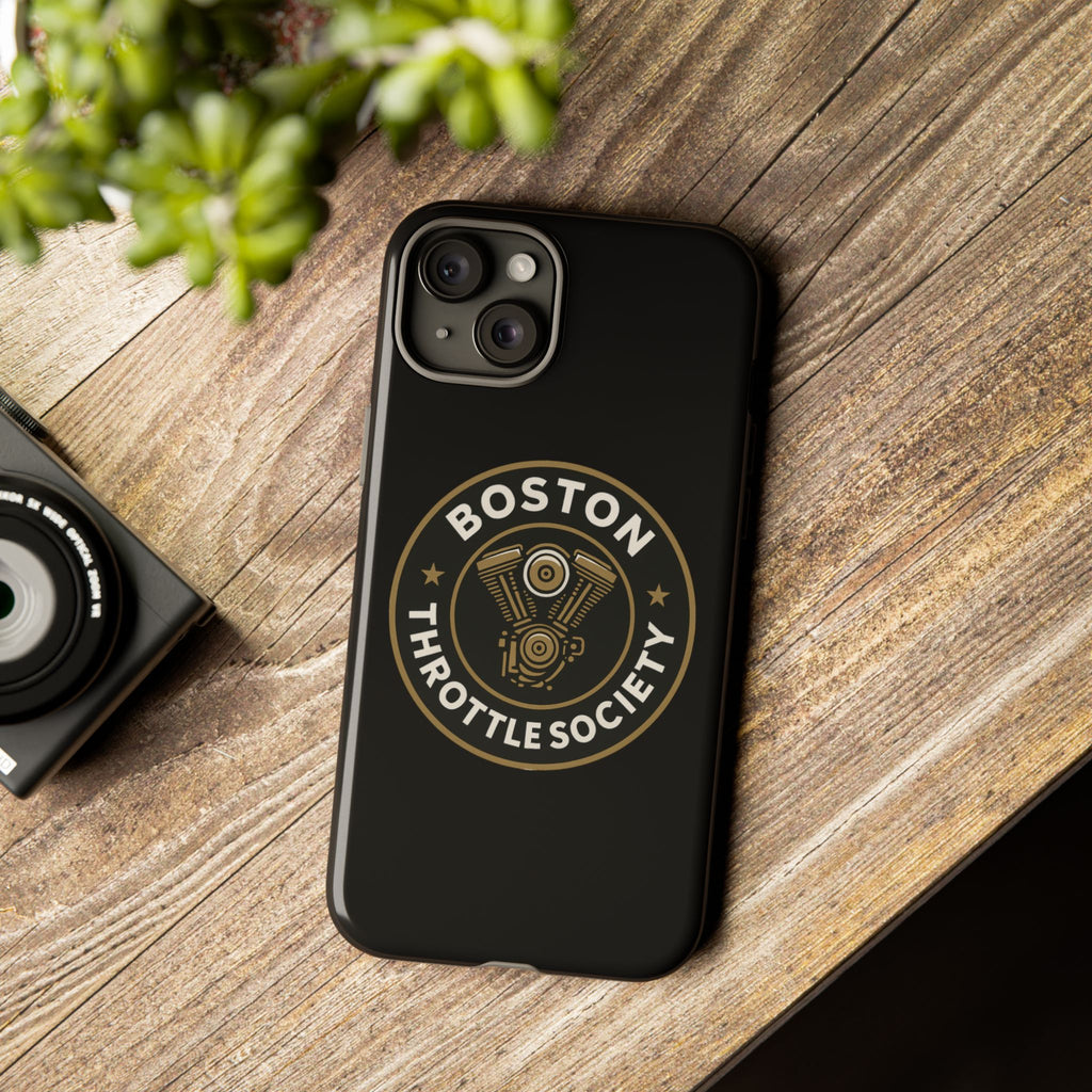 Boston Throttle Society phone case | motorcycle engine emblem